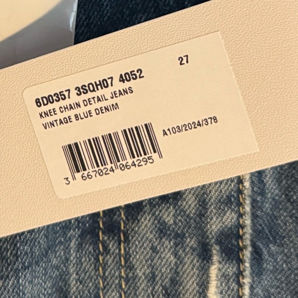 STELLA MCCARTNEY FALABELLA CHAIN KNEES DISTRESSED BOOTCUT JEANS VINTAGE BLUE 27 - Picture 7 of 15